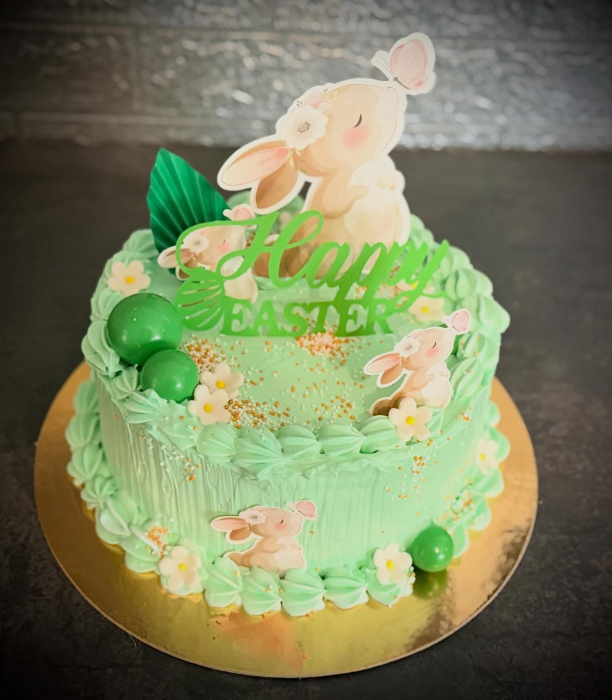 Topper de tort  personalizat cu element special din acril cu bile tip baloane verzi [2]