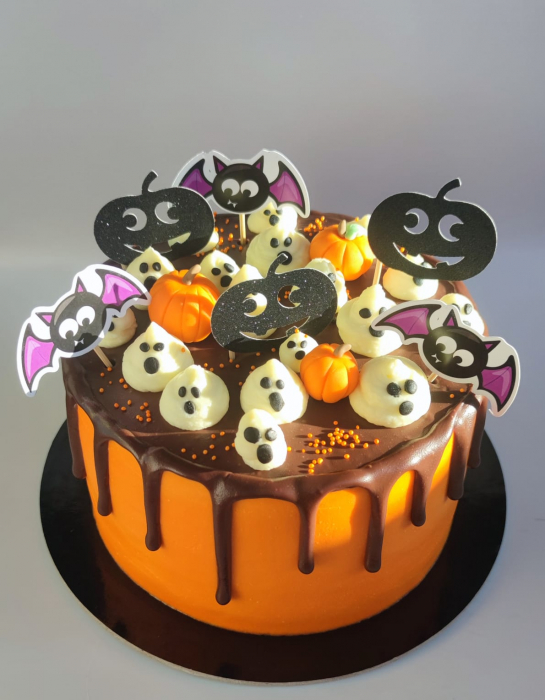 Set de 5 toppere de tort din carton cu lilieci simpatici de halloween [2]