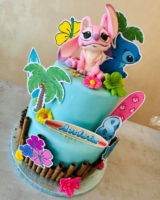 Topper de tort  personalizat cu element special din carton sub forma de  placa de surf [5]