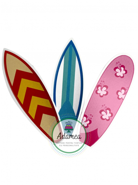 Topper de tort  personalizat cu element special din carton sub forma de  placa de surf [1]