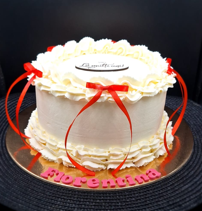 Topper de tort  personalizat cu element special din panglica de satin rosu ca focul cu 6 fundite decorative de tort [2]