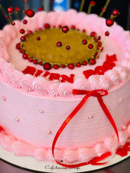 Topper de tort  personalizat cu element special din panglica de satin rosu ca focul cu 6 fundite decorative de tort [3]