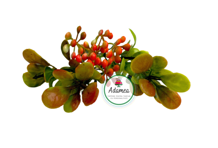 Topper de tort  personalizat cu element special din plastic sub forma de plante de toamna [1]