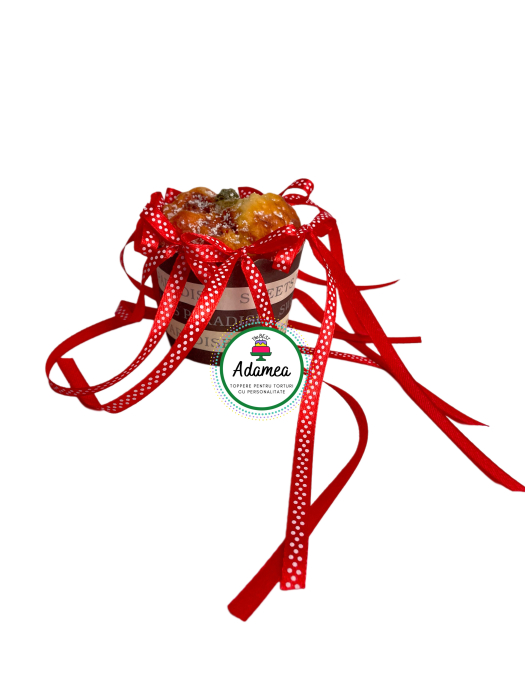 Set de toppere de tort cu 6 fundite din panglica de satin rosie cu buline albe [1]