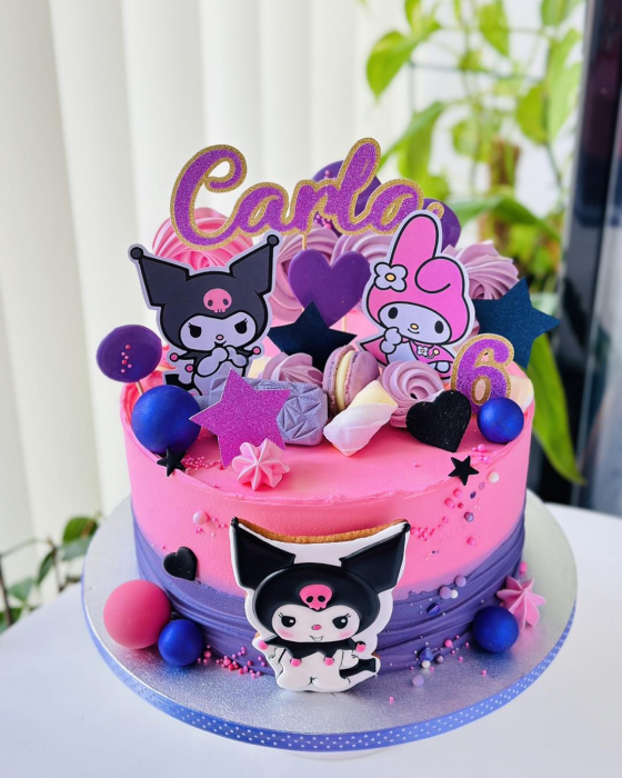 Set 2 Toppere de Tort Kuromi și My Melody – Decor Tematic personalizat pentru Petreceri Copii și Fani Anime [3]