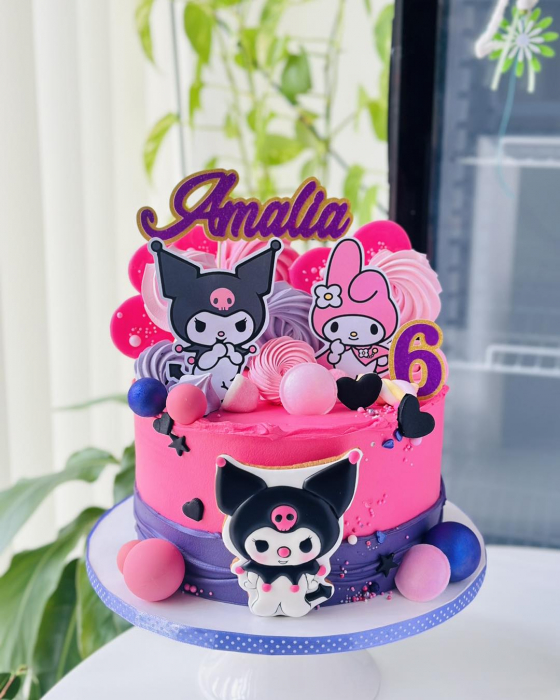 Set 2 Toppere de Tort Kuromi și My Melody – Decor Tematic personalizat pentru Petreceri Copii și Fani Anime [2]