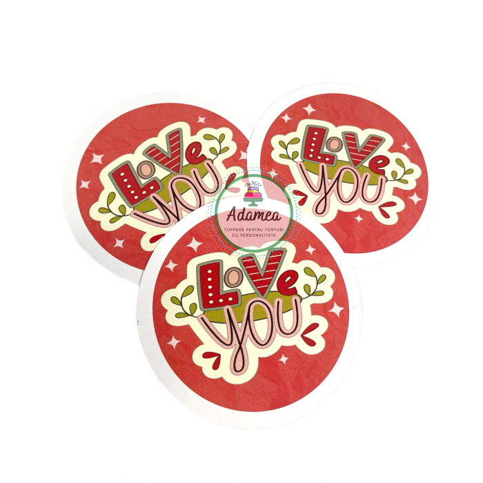 Topper de tort cu element special din carton sub forma de discheta cu Love you [3]