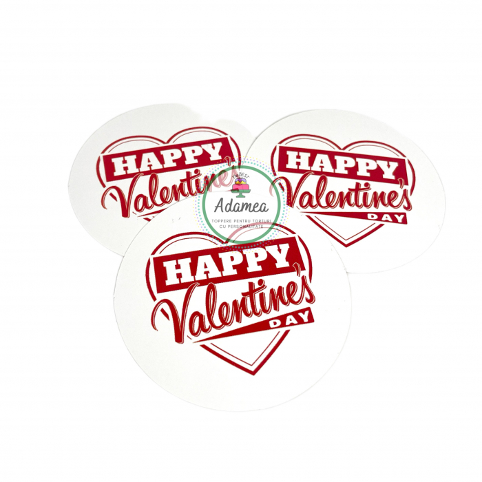 Topper de tort cu element special din carton sub forma de cerc cu Happy Valentine s day [3]