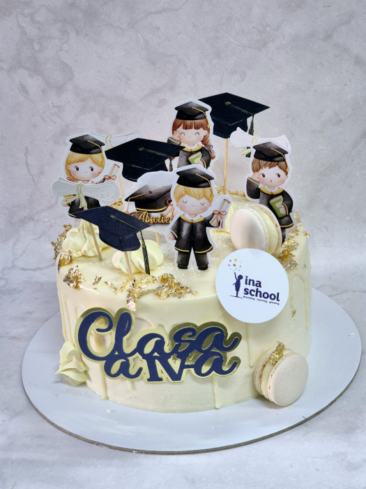 Topper tort cu stegulet din carton cu absolvent, toca si diploma [2]
