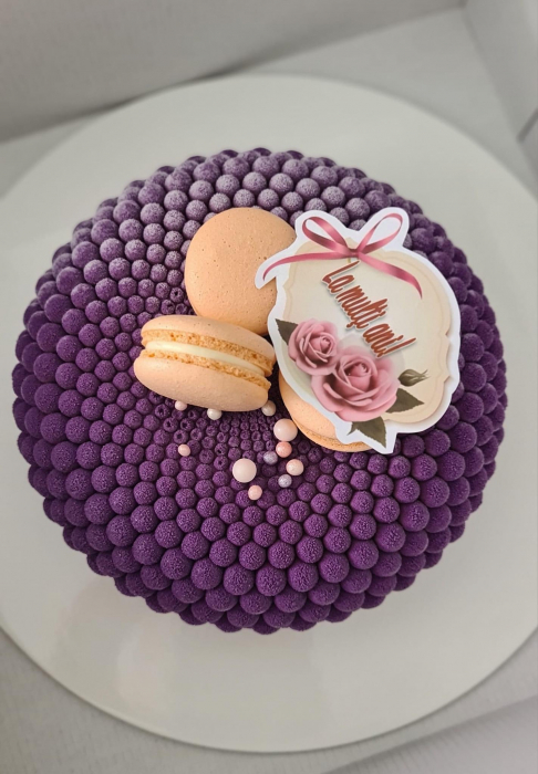 Topper e tort cu decor necomestibil cu placuta  La multi ani trandafir roz [3]