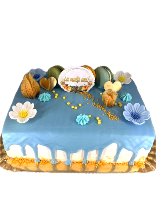 Stegulet oval din carton cu flori si la multi ani pentru decor tort [8]