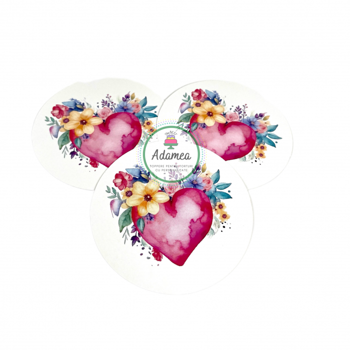 Topper de tort cu element special din carton sub forma de disc cu inima pictata [2]