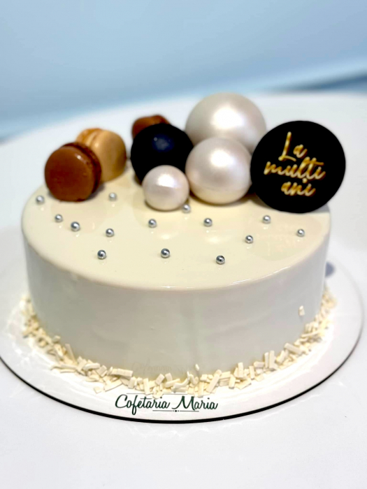 Topper de tort cu placuta din carton negru cu La multi ani tip auriu [5]