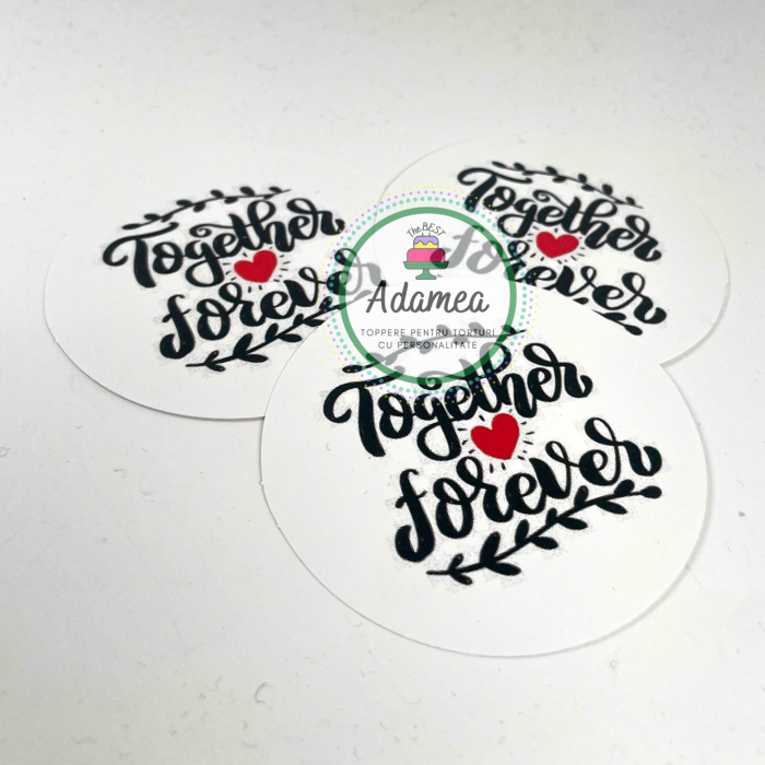 Topper de tort cu element special din carton sub forma de cerc cu Together forever [2]