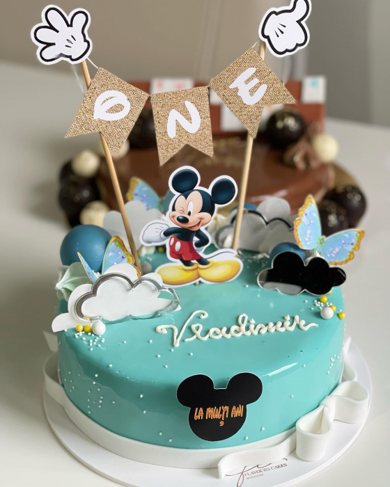 Banner pentru tort cu ONE și Mickey [2]