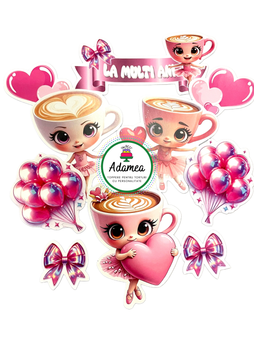Topper de tort  personalizat cu element special din carton sub forma de Balerina Cappuccina [1]