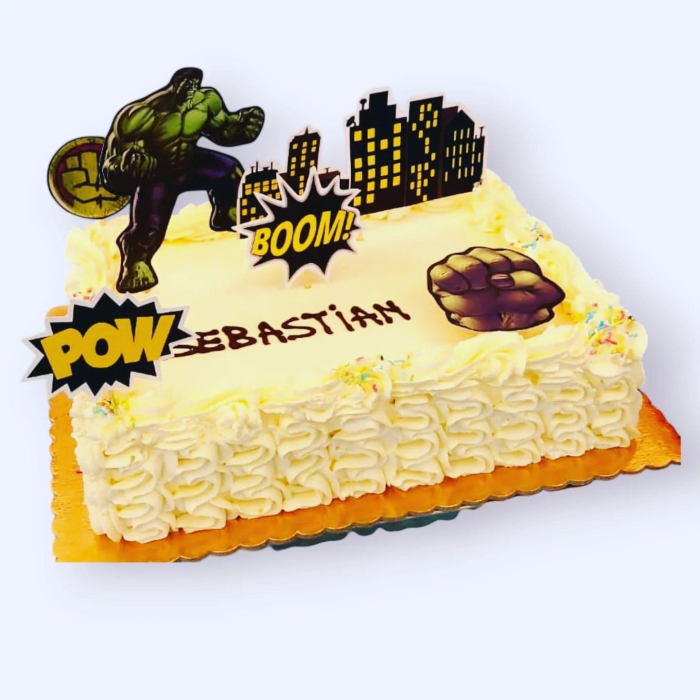 Topper de tort  personalizat cu element special din carton sub forma de elemente pentru torturile cu tematica Hulk [5]