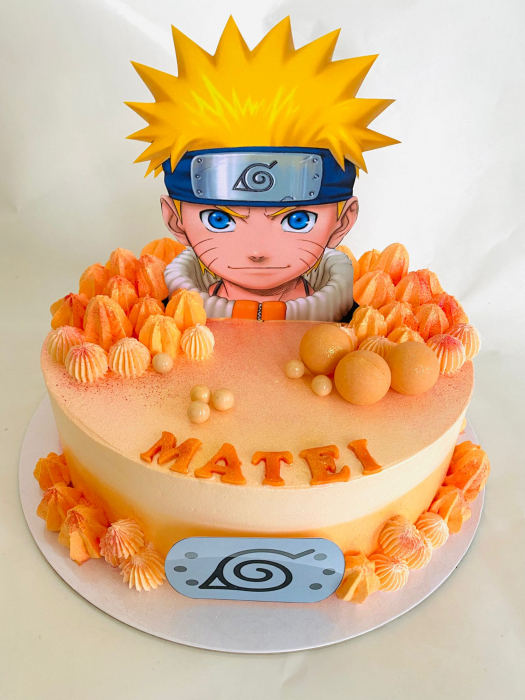 Topper de tort cu element special din carton cu Naruto, logo, embleme si stele ninja [2]