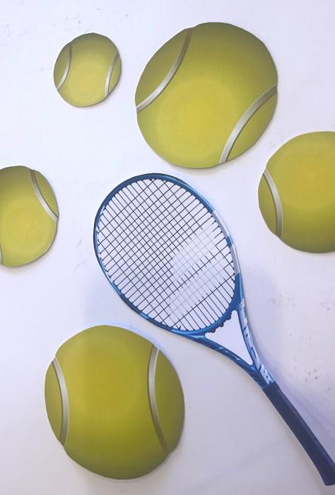 Topper tort din carton cu racheta si mingii de tenis [3]