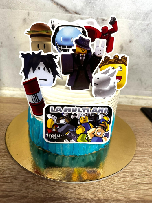 Topper de tort  personalizat cu element special din carton  premium de inalta calitate sub forma de personaje din joc din roblox Forsaken [2]