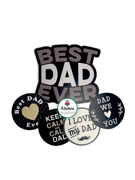 Suita toppere de tort personalizat cu elemente de carton pentru Best dad ever [2]