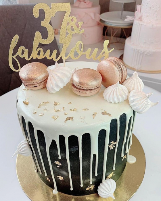 Topper Tort Personalizat „Vârstă & Fabulous” Aurit [2]
