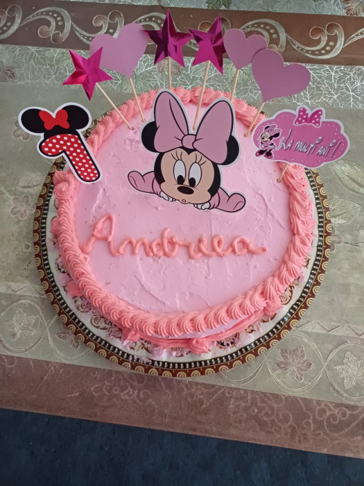 Topper tort cu baby Minnie roz [3]