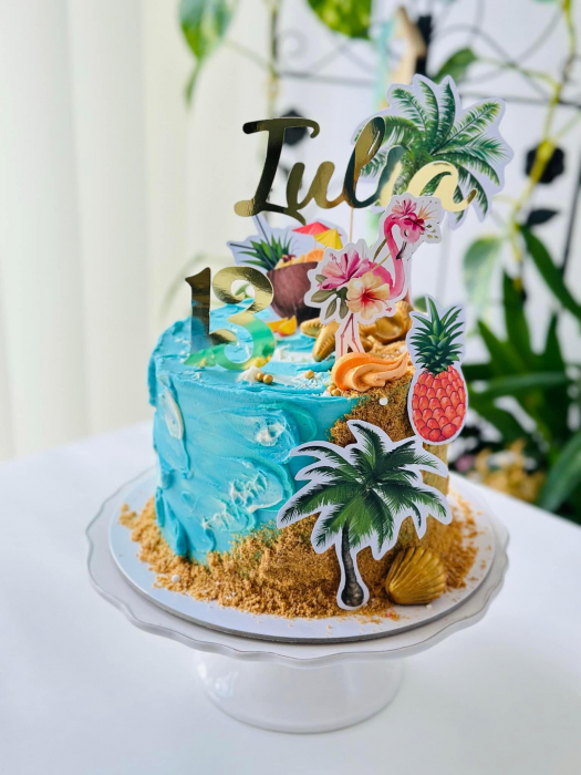 Topper cu flamingo simpatic cu flori [3]