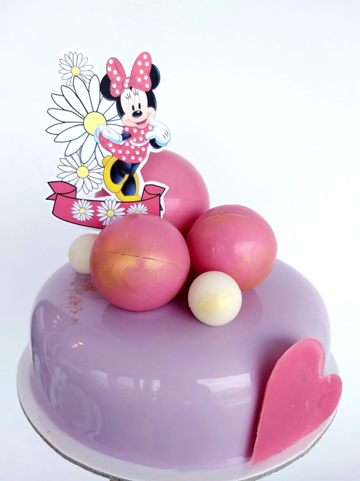 Topper tort cu Minnie cu banner si margarete [3]