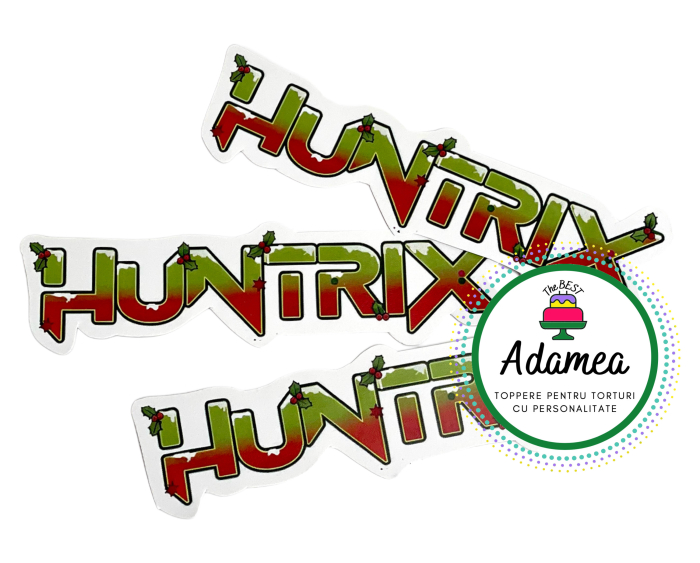 Topper de tort  personalizat cu element special din carton sub forma de logo Huntrix de Craciun [2]