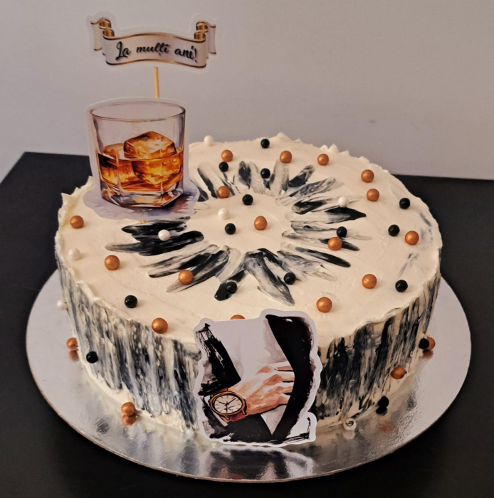 Topper de tort cu element special din carton sub forma de pahar de Whisky [2]