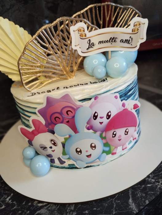 Topper de tort  personalizat cu element special din carton sub forma de  grup cu personajele Baby Riki [2]