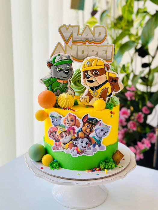 Topper de tort  personalizat cu element special din carton sub forma de  gasca vesela din Patrula catelusilor [4]