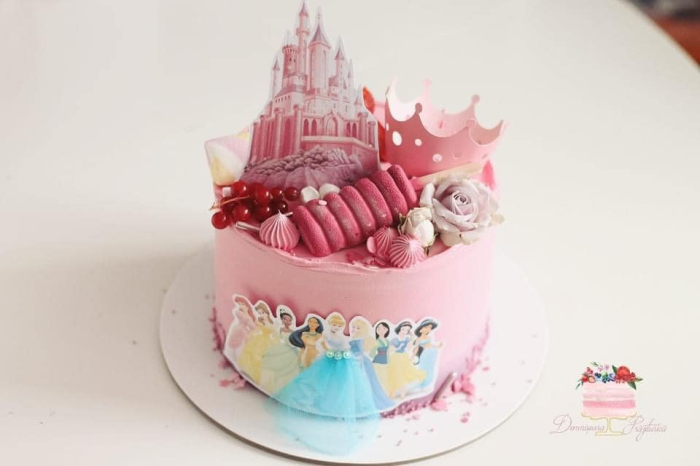 Topper frontal de tort personalizat cu printese - Ariel, Belle, Tiana, Pocahontas, Cenușăreasa, Aurora, Mulan, Albă ca Zăpada și Jasmin [5]