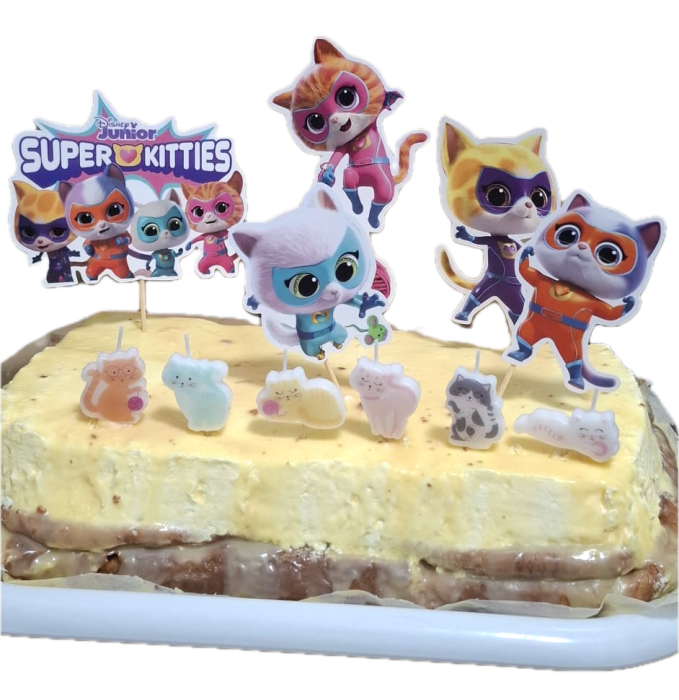 Topper de tort cu element special din carton sub forma de element cu Super Pisicutele [4]