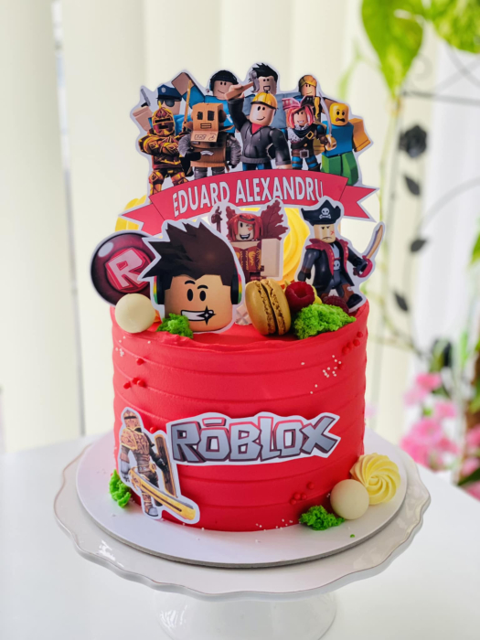 Topper de tort personalizat realizat din carton premium cu cap personaj Roblox [7]
