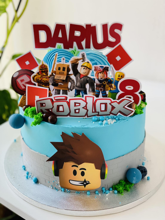 Topper de tort personalizat realizat din carton premium cu cap personaj Roblox [10]