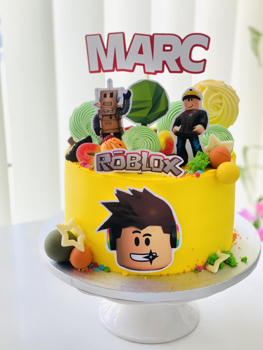 Topper de tort personalizat realizat din carton premium cu cap personaj Roblox [8]