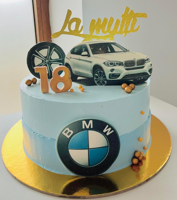 Topper de tort cu element special din carton sub forma de mesaj cu La multi ani auriu glitter [13]