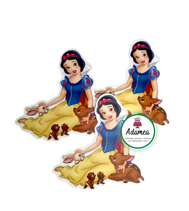 Topper tort personalizat din carton cu Alba ca zapada si animalutele padurii [1]