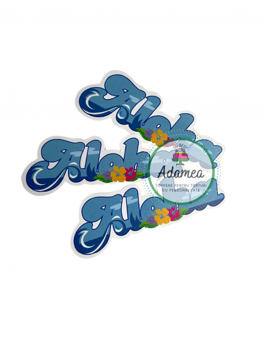 Topper de tort  personalizat cu element special din carton sub forma de  placuta cu Aloha pentru torturi exotice sau cu Stitch [1]