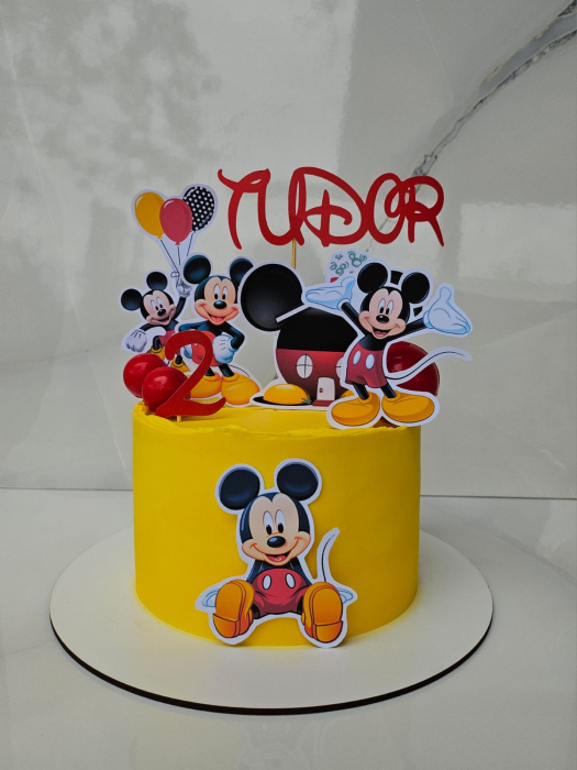 Topper de tort  personalizat cu element special din carton sub forma de casuta Clubul lui Mikey [3]