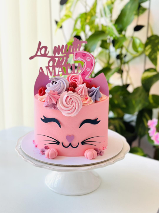 Topper de tort cu element special din carton sub forma de cifra 2 roz cu labute [4]