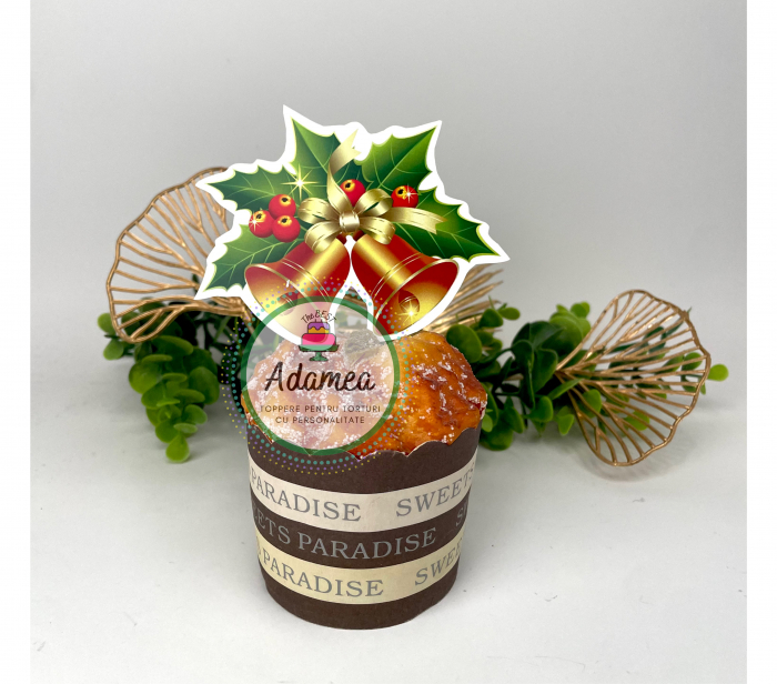 Topper de tort cu element special din carton sub forma de clopotei de Craciun [1]