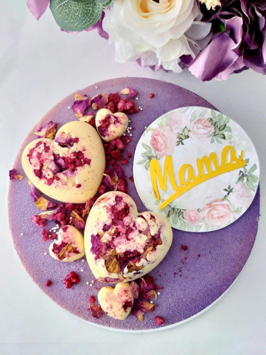 Topper de tort cu element special din carton sub forma de cerc cu flori si mama [3]