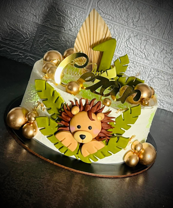 Decor tort frunză de palmier aurie din hârtie - realizat manual ADAMEA [2]