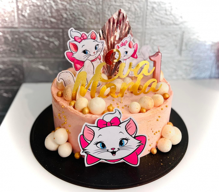 Topper de tort cu element special din carton sub forma de evantai sau frunza de palmier oglinda roz roze [5]