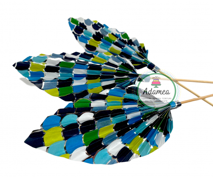 Topper de tort cu element special din carton sub forma de evantai tip solzi cu argintiu [2]