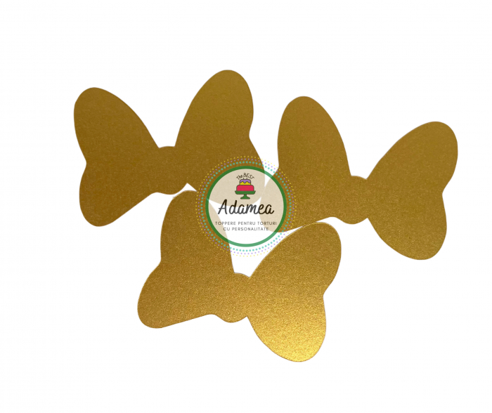 Topper de tort cu element special din carton sub forma de fundita Minnie auriu mat [2]