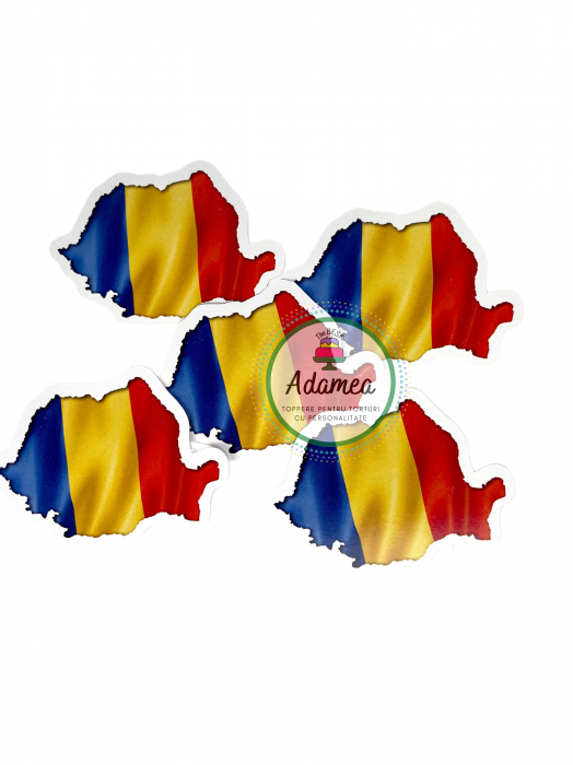 Topper de tort cu element special din carton sub forma de harta cu conturul Romaniei si tricolor [2]